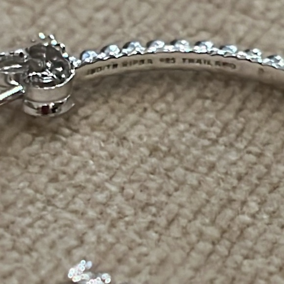 Judith Ripka Sterling Silver Hoop / Pierced Earring with Blue Topaz Dangle NWOT - Picture 8 of 11